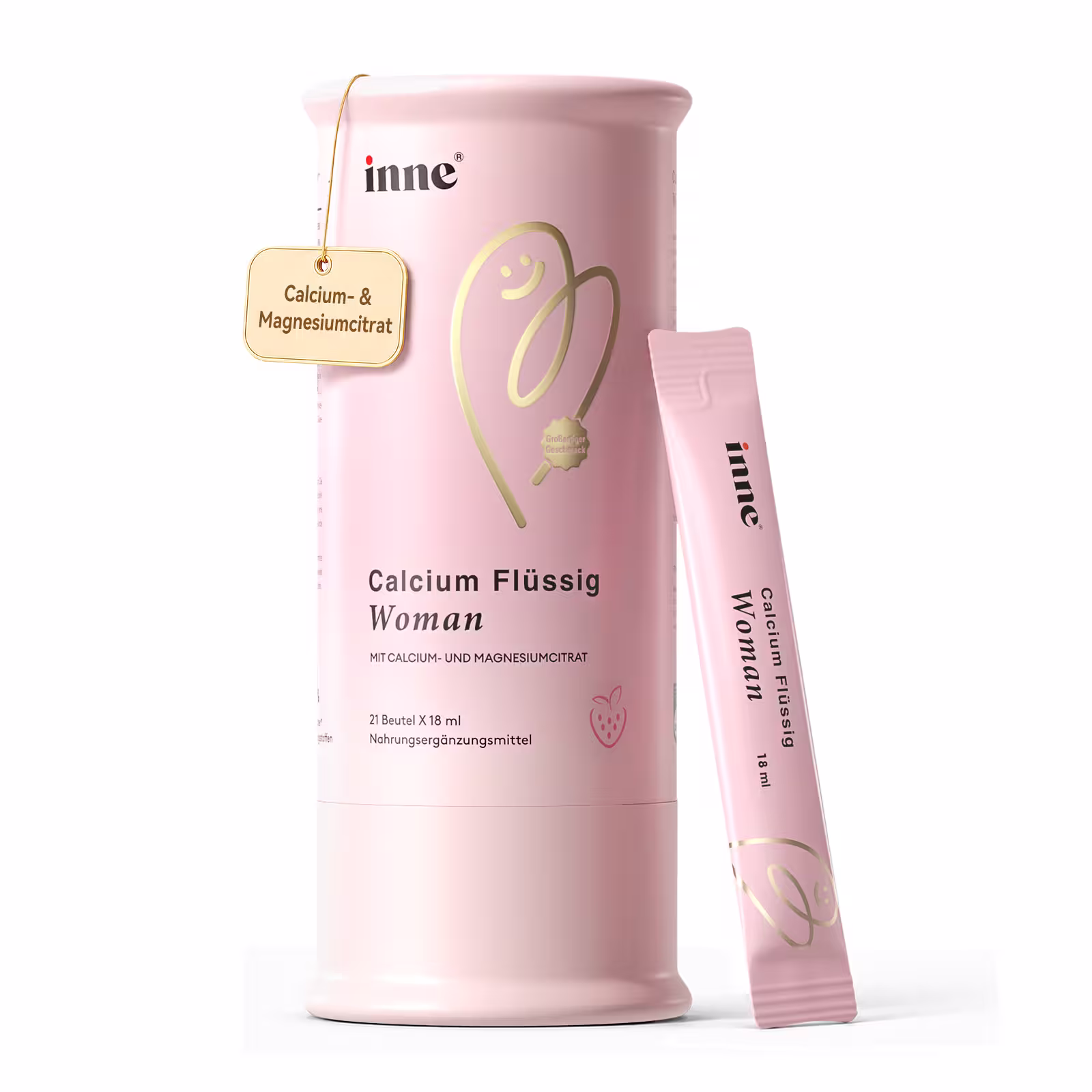 inne® Calcium Flüssig Woman – Dose mit 21 Beuteln à 18 ml und Trinkbeutel, mit Calcium- und Magnesiumcitrat